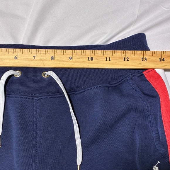 Polo Ralph Lauren Joggers Small Spell Out Logo Blue Red White Stripe Sweatpants - Picture 2 of 15